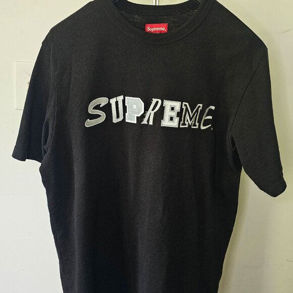Supreme Collage Logo Tee Shirt - Black / White - Medium